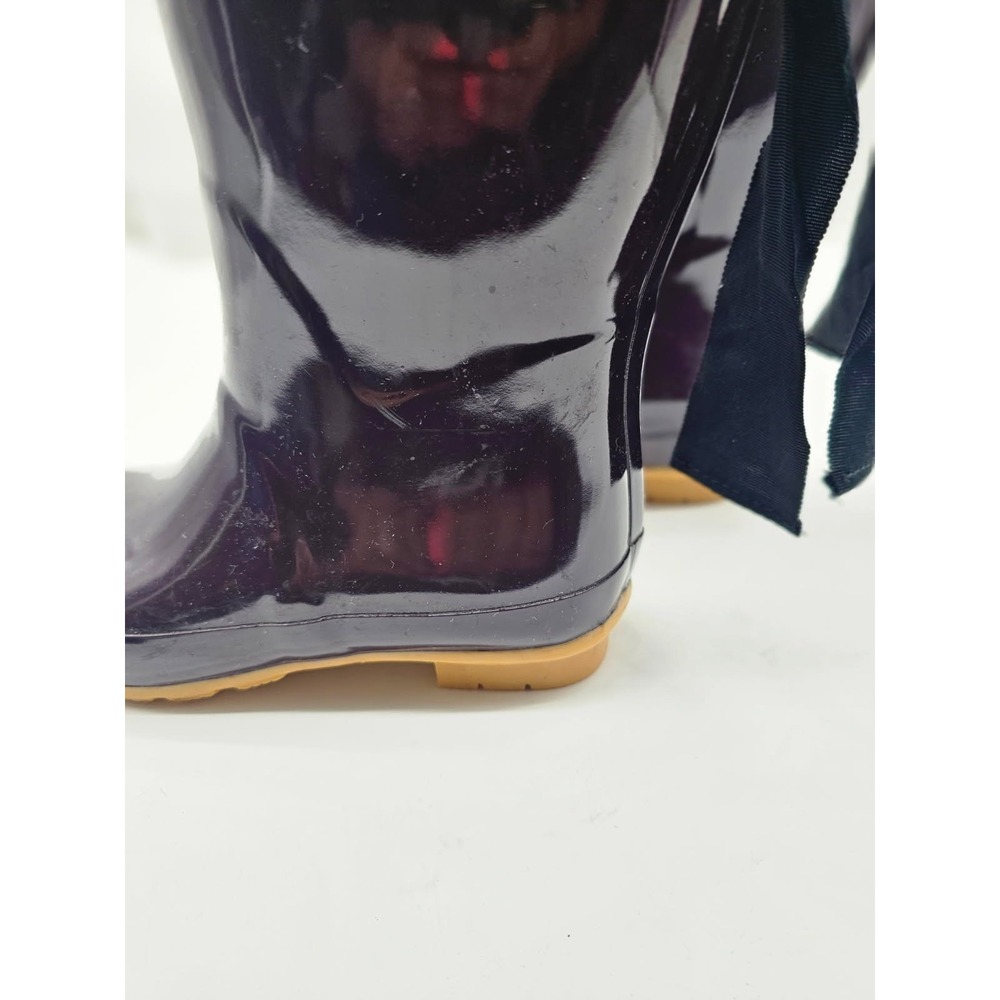 Joules Evedon Rain Boots Women Size 7 Purple Good Glossy Ribbon Back JOU300-01 - Picture 7 of 10